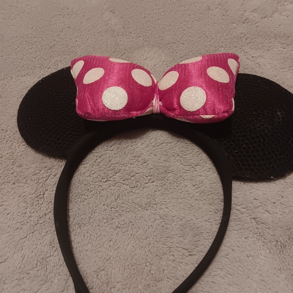 Pink Polka Dot Bow Minnie Mouse Ears Headband